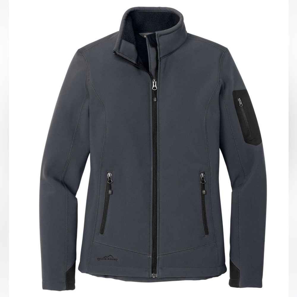 EDDIE BAUER WOMAN’S RUGGED RIPSTOP SOFT SHELL JACKET SIZE M Grey Steel/Black NWT - Picture 5 of 17